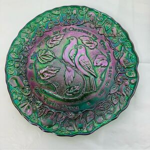 Vibrant Green and Purple Decorative Plate